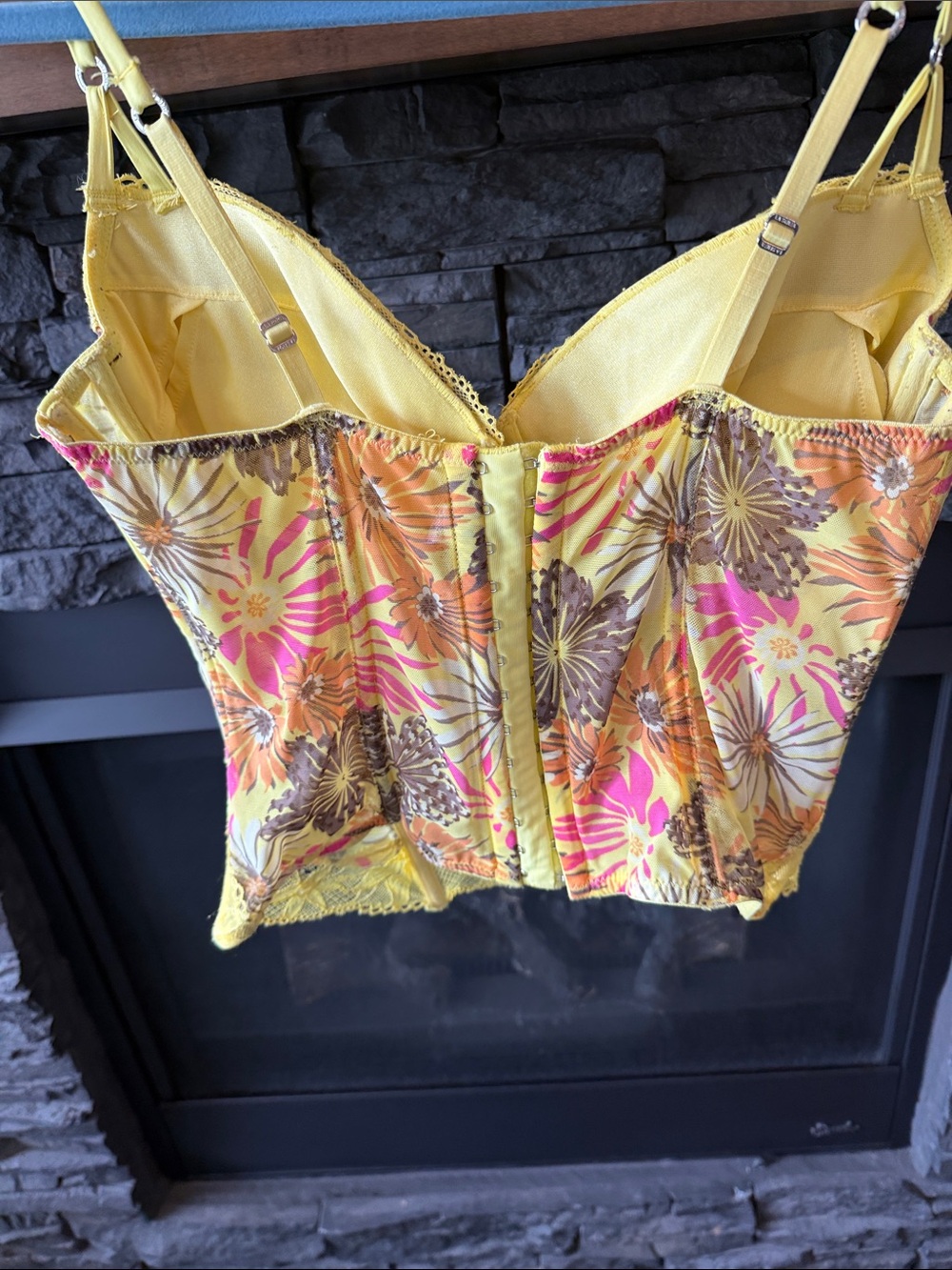 La SENZA Yellow Floral Lace Bustier Top - Picture 3 of 4